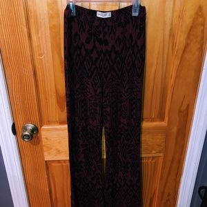 Long Burgundy/Maroon and Black Patterned Pants.